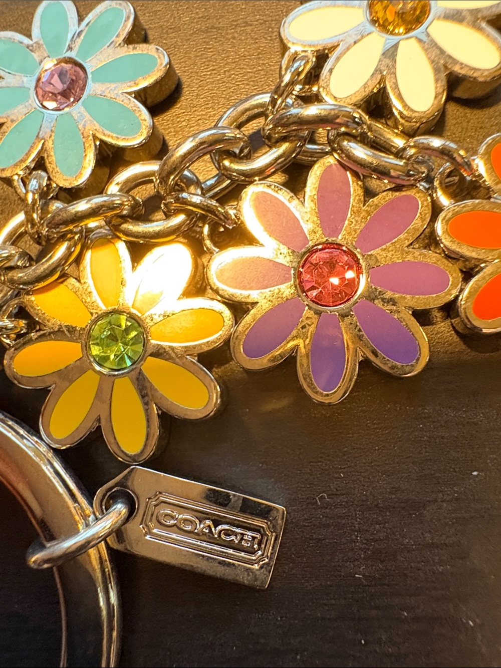 Coach Floral Multi-Color Daisy Keychain Charm - Women's Accessories - Picture 2 of 4